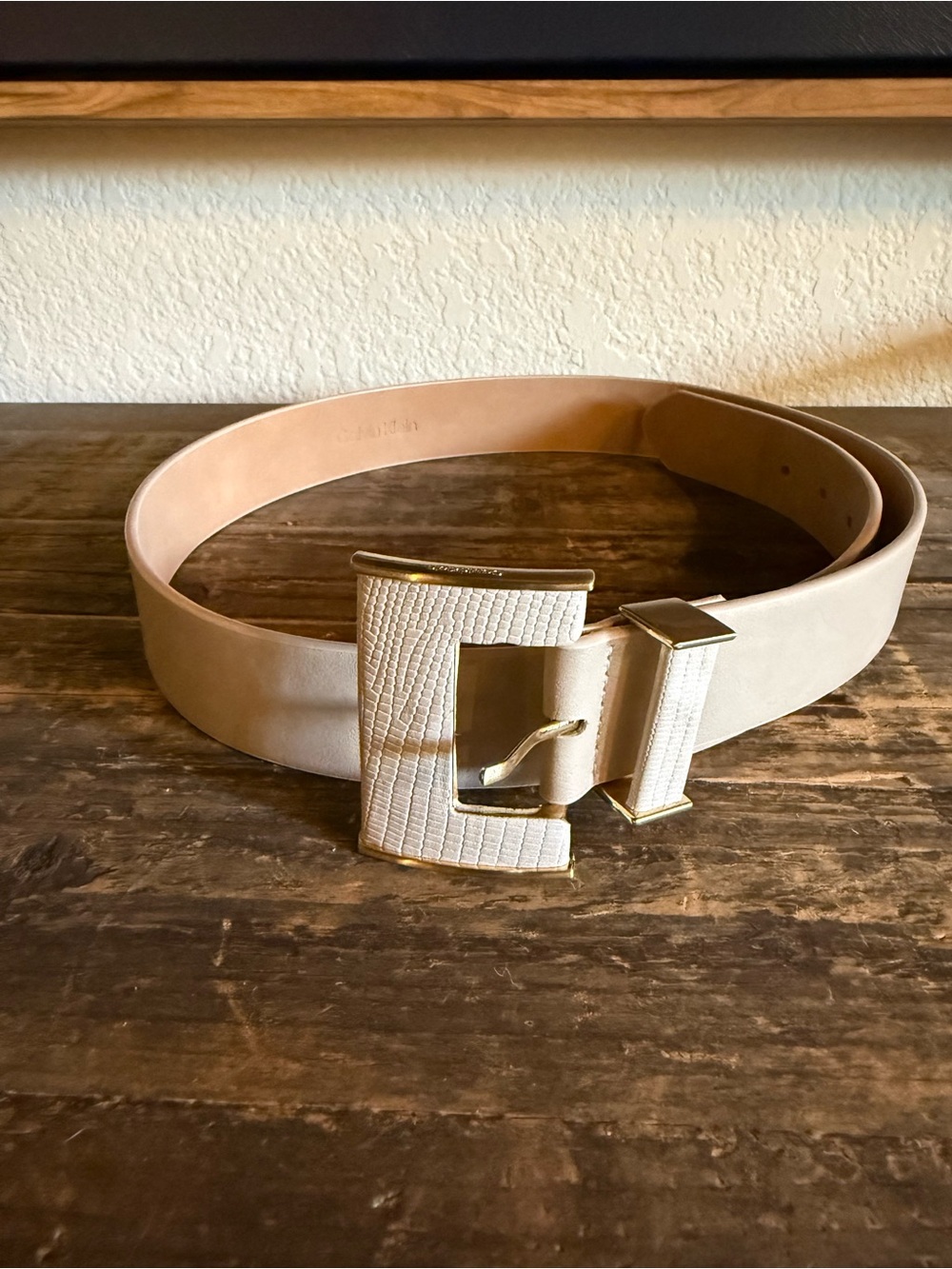 Calvin Klein Bone Statement Belt | Gold Hardware | NWT | Size M/L 40”